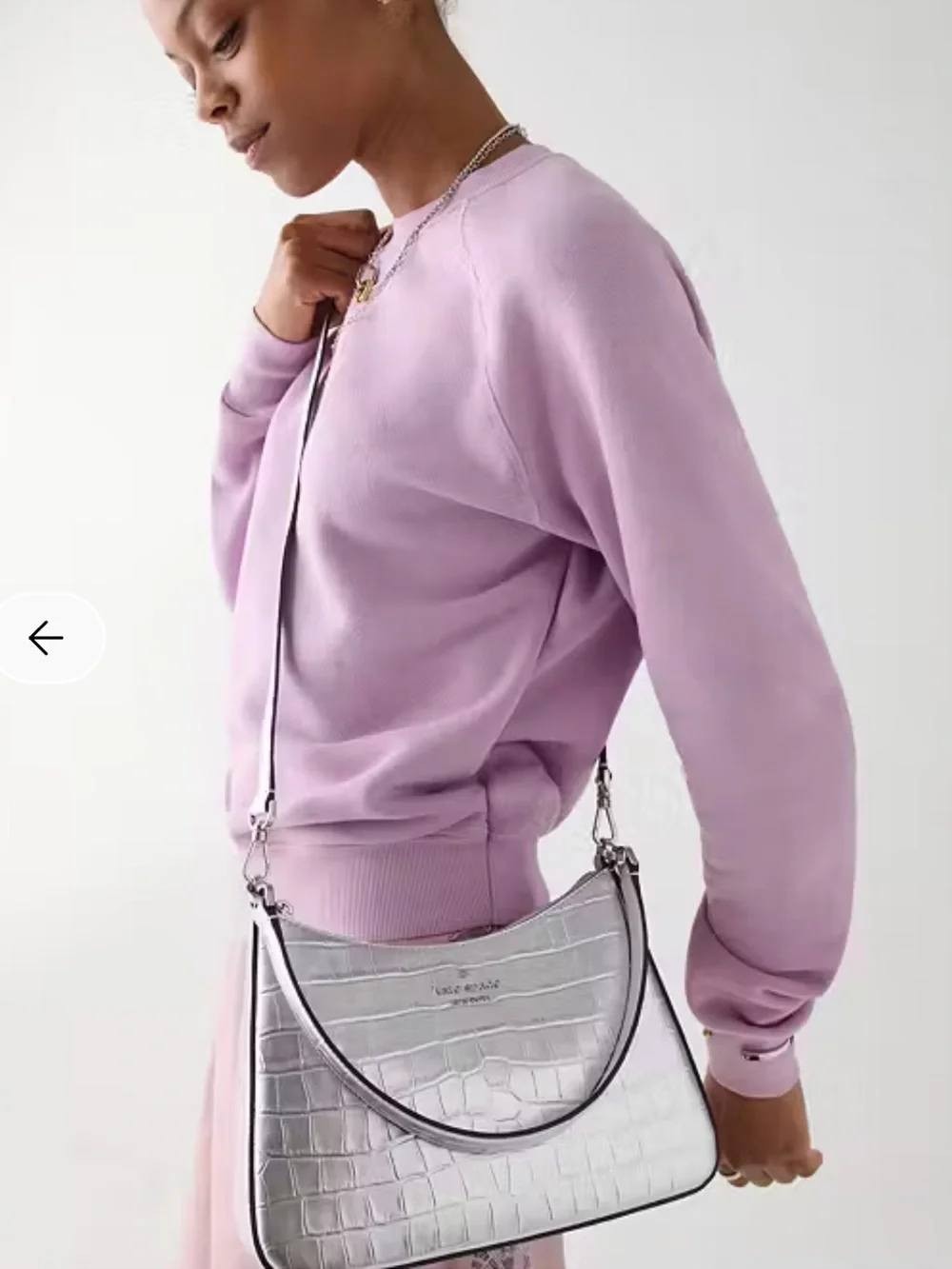 Kate Spade Silver Croc-Embossed Shoulder Bag / Crossbody Bag (Margot)